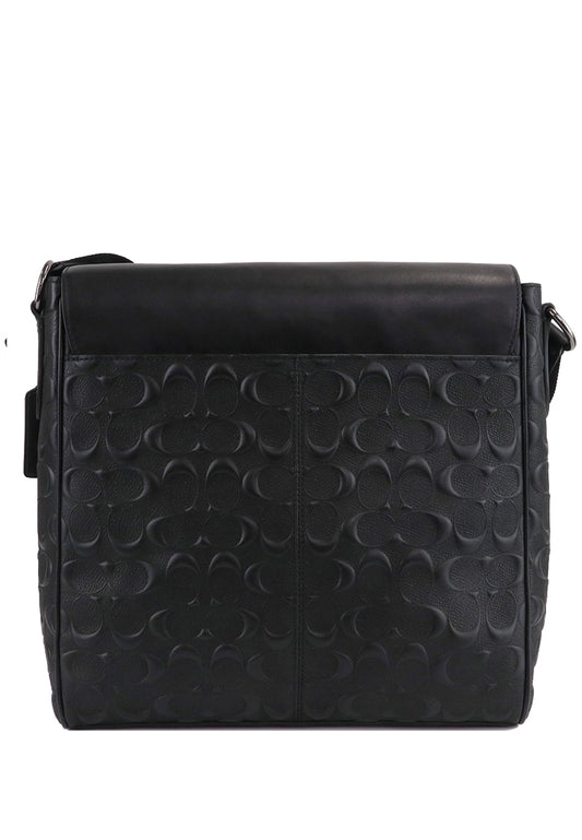 Coach Mens Houston Map Bag In Signature Leather - Black