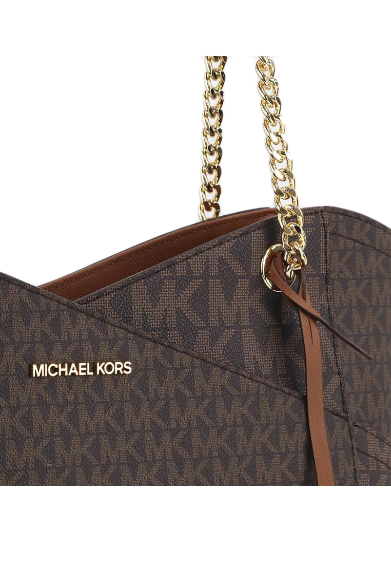 Michael Kors Jet Set Large Logo Shoulder Bag - Brown