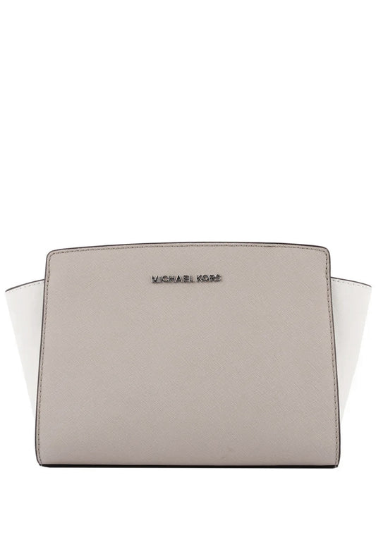 Michael Kors Selma Medium Messenger Crossbody Bag - Grey/White
