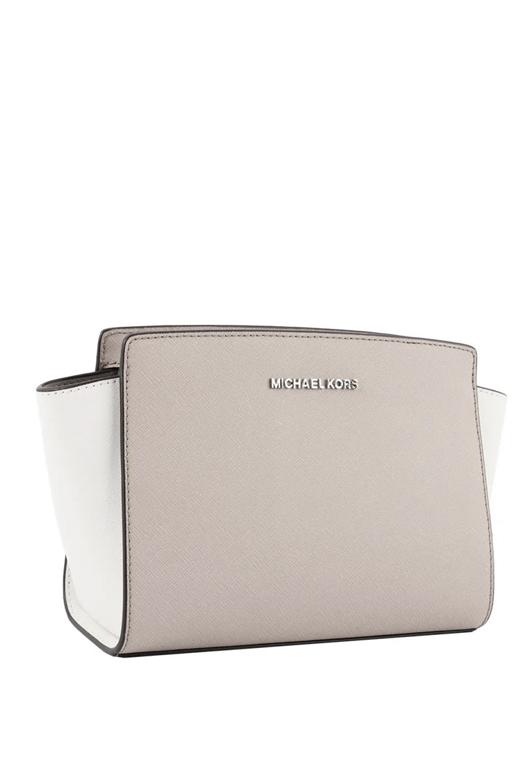 Michael Kors Selma Medium Messenger Crossbody Bag - Grey/White