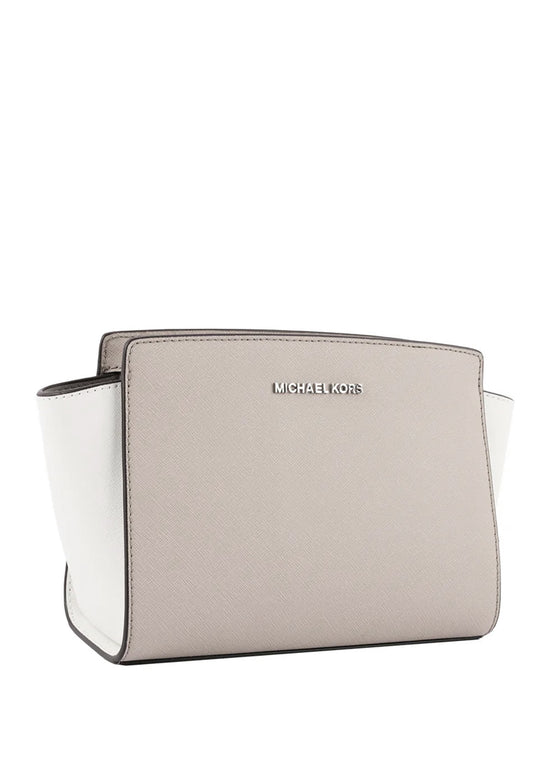 Michael Kors Selma Medium Messenger Crossbody Bag - Grey/White