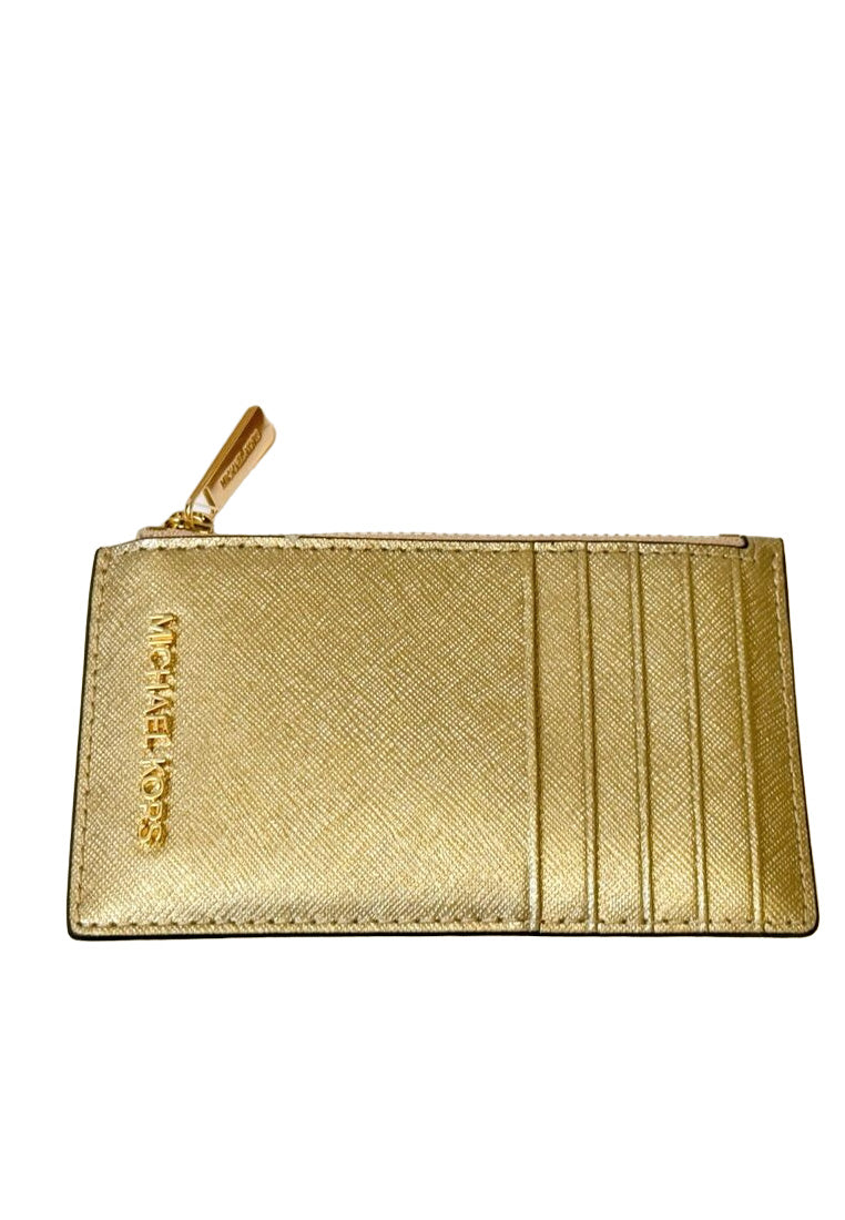 Michael Kors Jet Set Travel Top Zip Card Case - Pale Gold