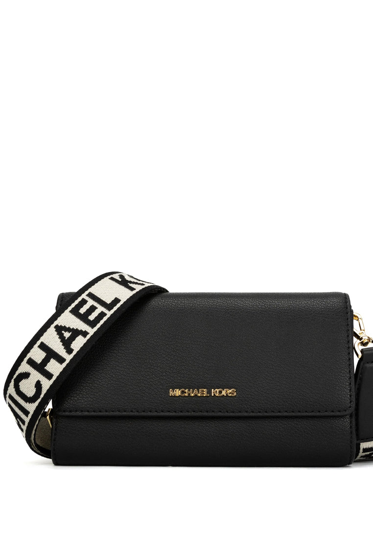 Michael Kors Jet Set Large Leather Crossbody Bag - Black
