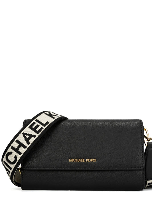 Michael Kors Jet Set Large Leather Crossbody Bag - Black