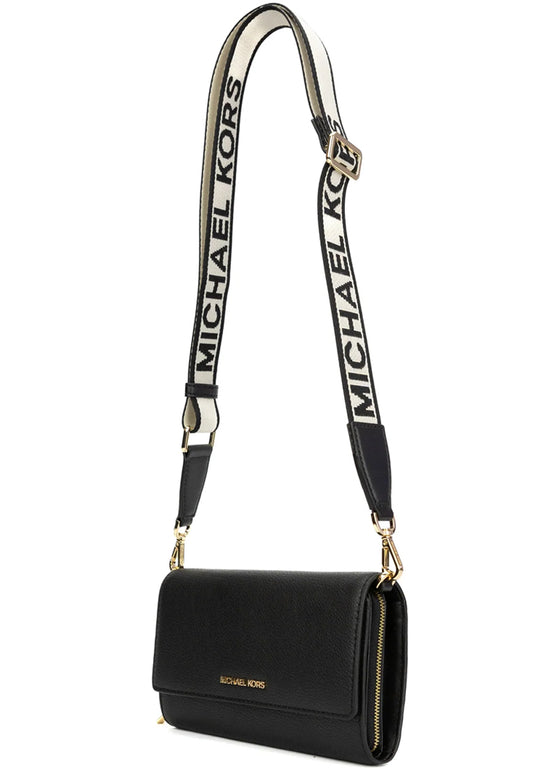 Michael Kors Jet Set Large Leather Crossbody Bag - Black