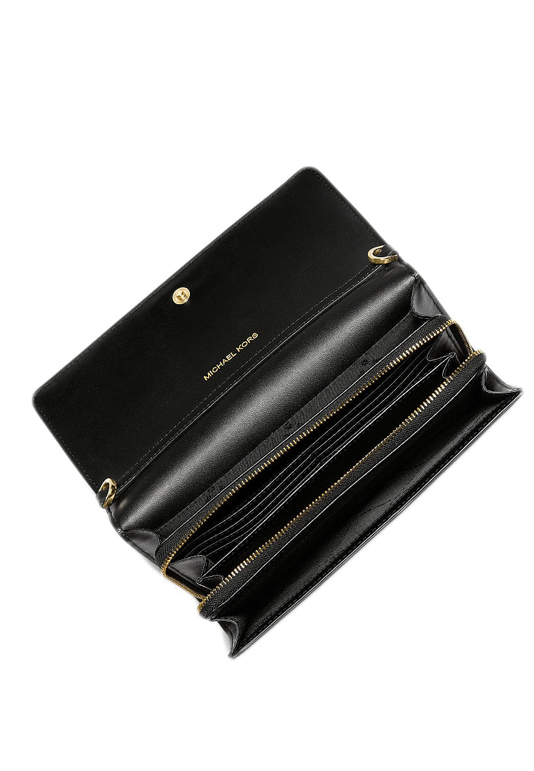 Michael Kors Jet Set Large Leather Crossbody Bag - Black
