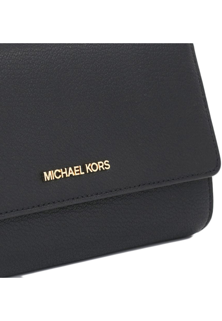 Michael Kors Jet Set Large Leather Crossbody Bag - Black