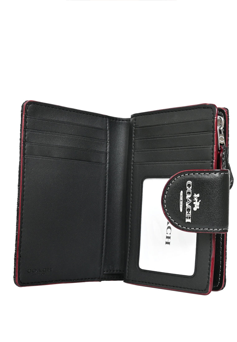 Coach Medium Corner Zip Wallet In Signature Denim - Denim/Black