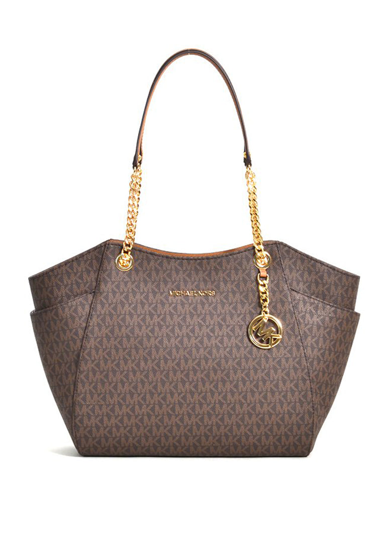 Michael Kors Jet Set Travel Large Chain Shoulder Bag In Signature - Brown