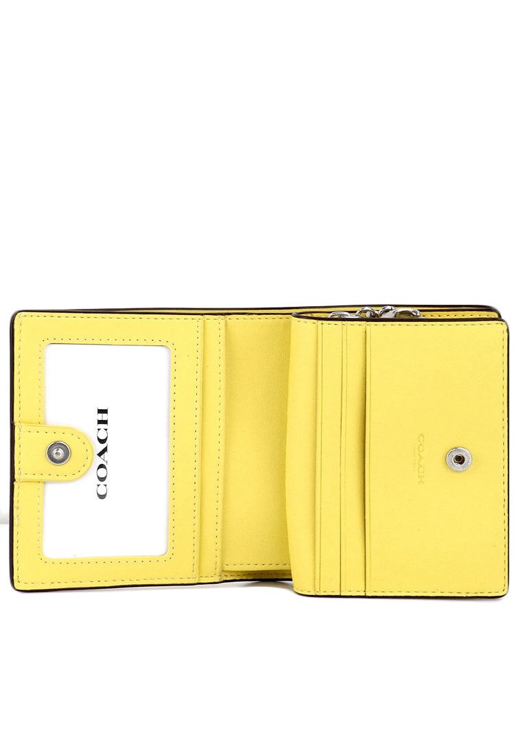 Coach Snap Wallet With Mystical Floral Print - Yellow