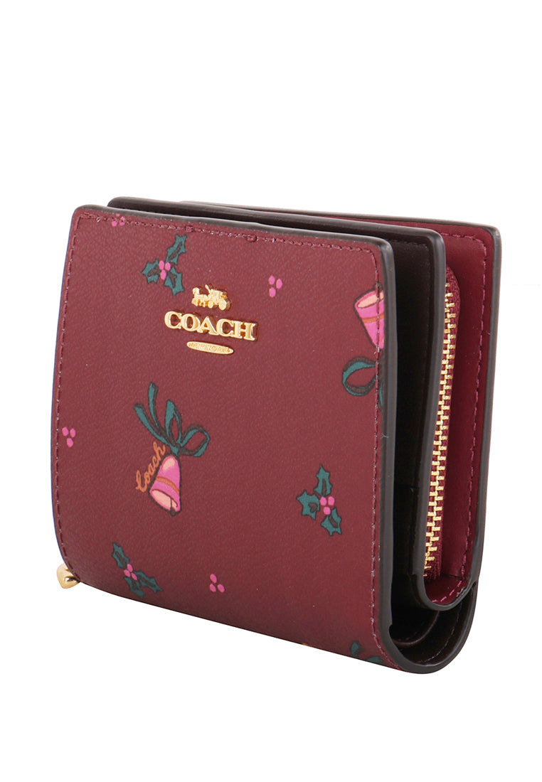 Coach Snap Wallet With Holiday Bells Print Black Cherry Haute Style Malaysia