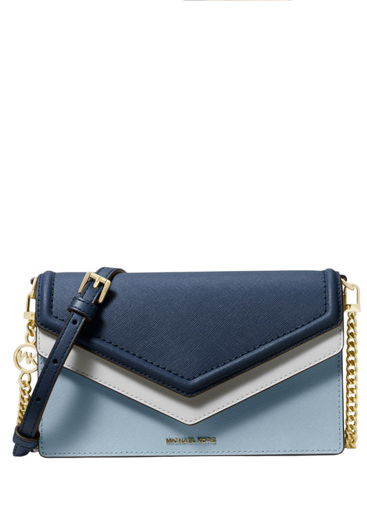 Michael Kors Jet Set Large Color Block Saffiano Leather Envelope Crossbody Bag - Navy/Multi