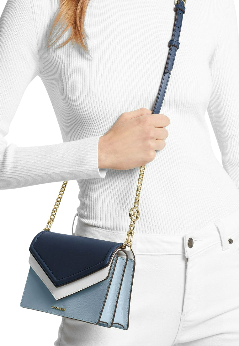 Michael Kors Jet Set Large Color Block Saffiano Leather Envelope Crossbody Bag - Navy/Multi