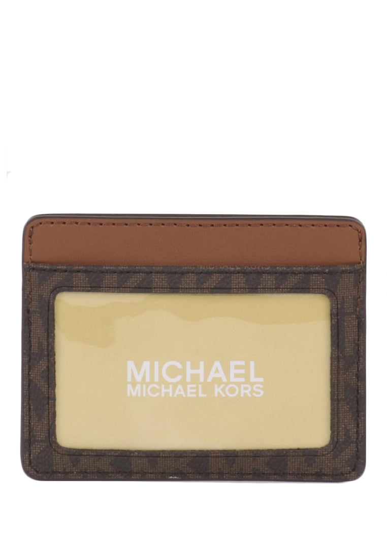 Michael Kors Jet Set Travel Large Logo and Leather Card Case - Brown