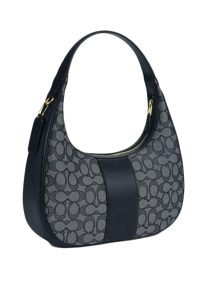 Coach Carmen Shoulder Bag In Signature Jacquard - Midnight Navy