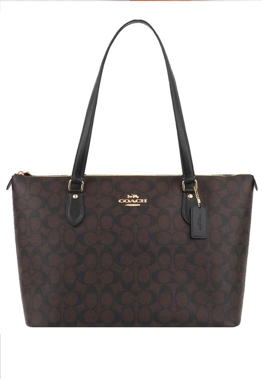 Coach Gallery Tote In Signature Canvas - Dark Brown