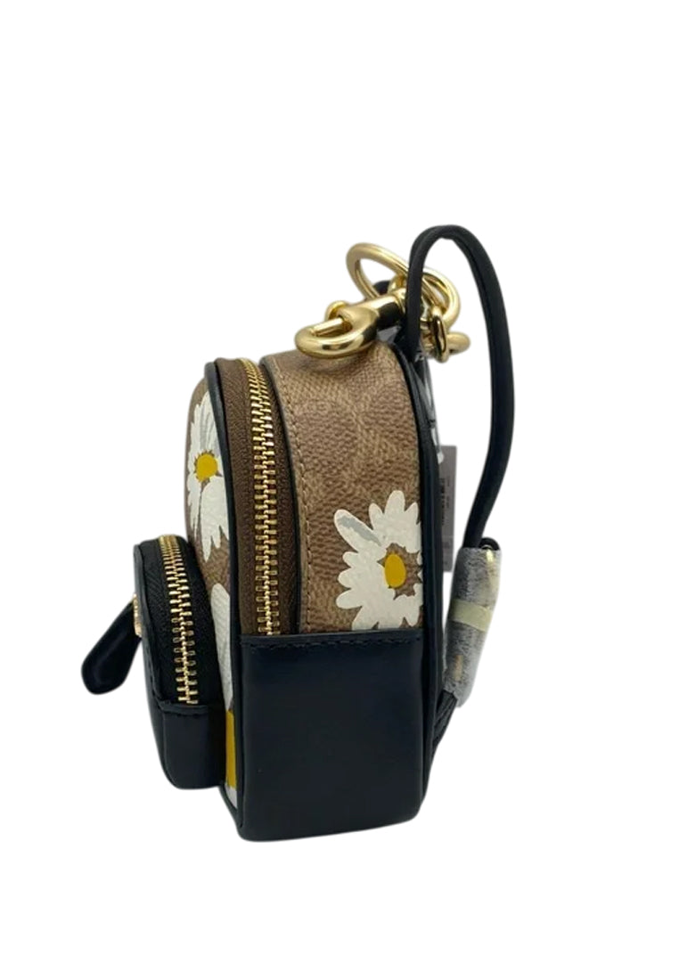 coach backpack with flower charm Coach Mini Court Backpack Bag Charm In Signature Canvas With Floral Print
