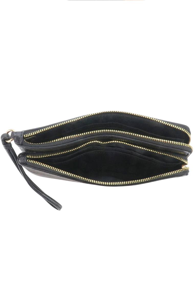 Coach Double Zip Wallet In Signature Canvas - Dark Brown/Black