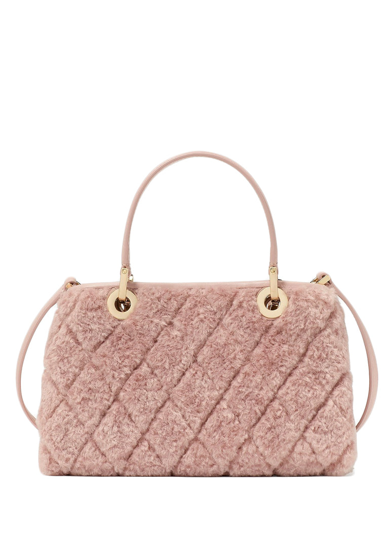 Kate Spade Carey Faux Fur Small Sullivan Satchel - Rose Smoke