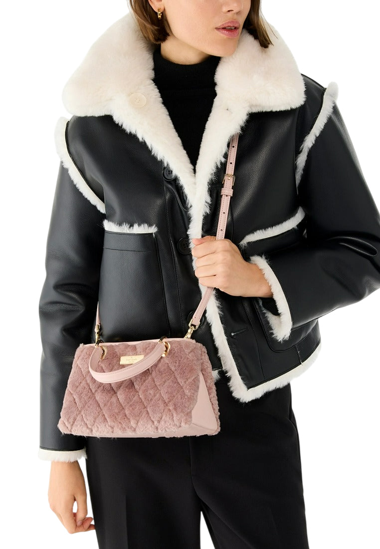 Kate Spade Carey Faux Fur Small Sullivan Satchel - Rose Smoke