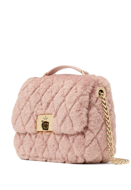 Kate Spade Carey Faux Fur Small Flap Crossbody - Rose Smoke