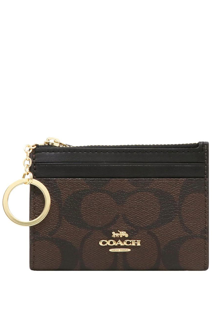 Coach Mini Skinny ID Case In Signature Canvas - Walnut/Black
