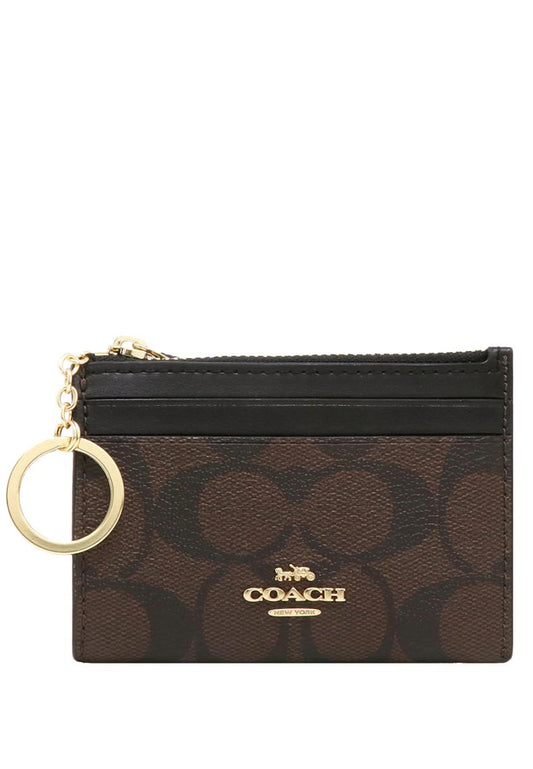 Coach Mini Skinny ID Case In Signature Canvas - Walnut/Black