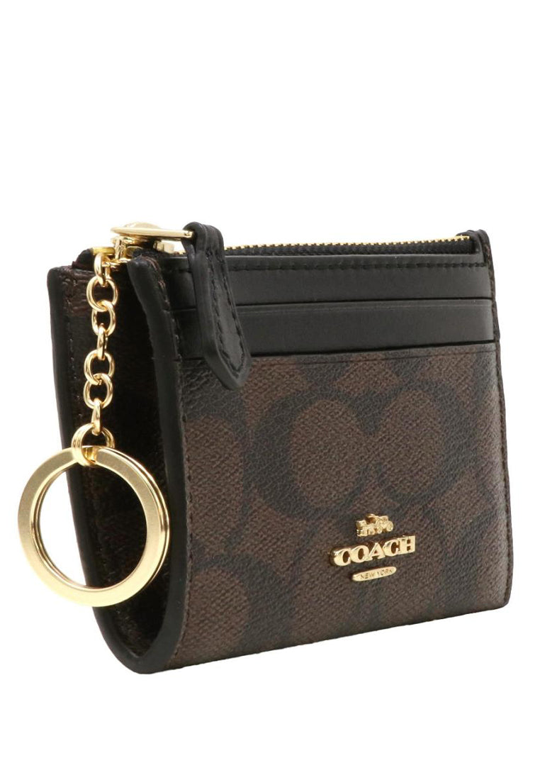 Coach Mini Skinny ID Case In Signature Canvas - Walnut/Black
