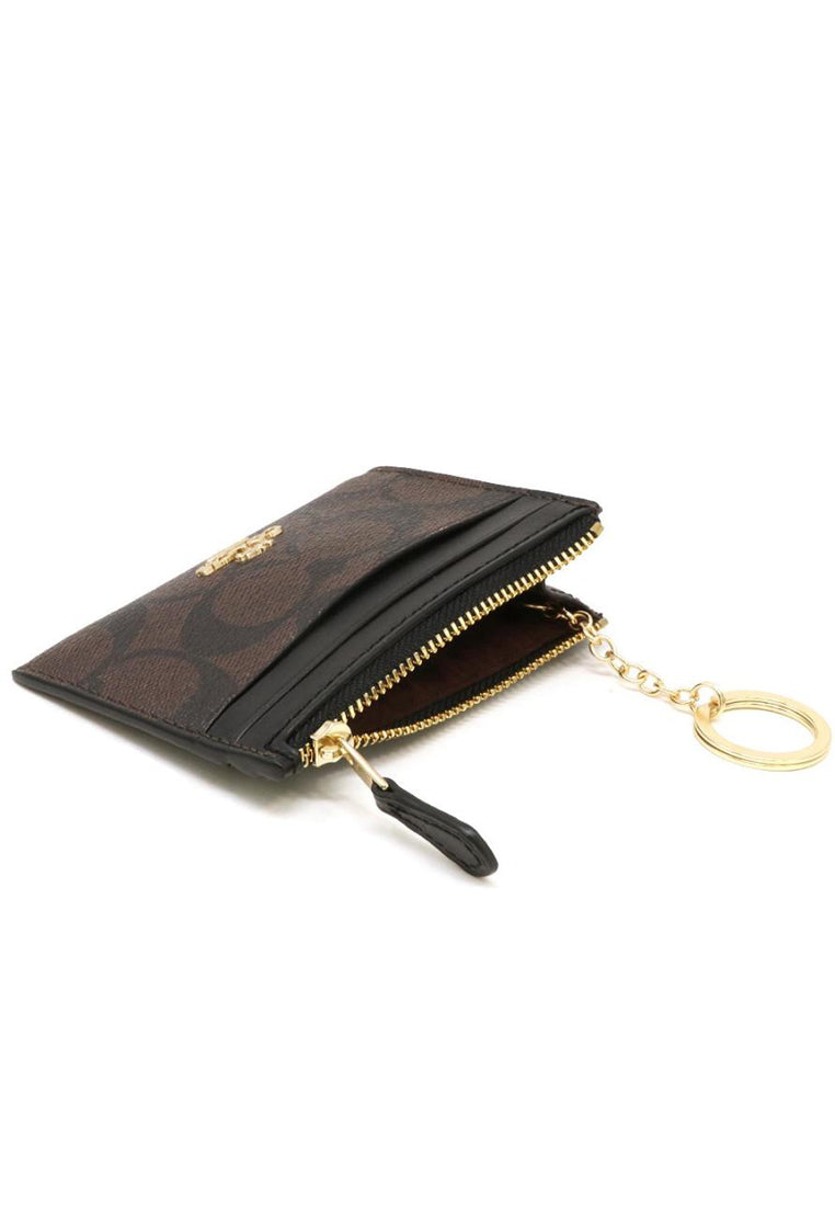 Coach Mini Skinny ID Case In Signature Canvas - Walnut/Black