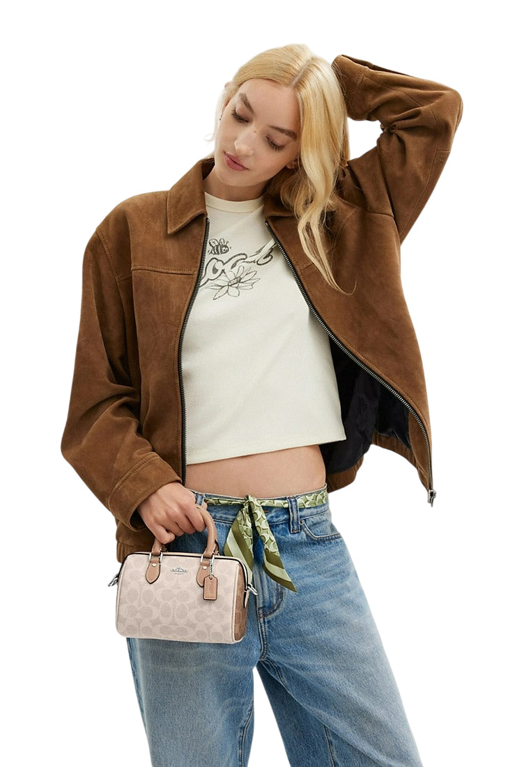 Coach Mini Rowan Crossbody Bag In Blocked Signature Canvas - Sand Taupe