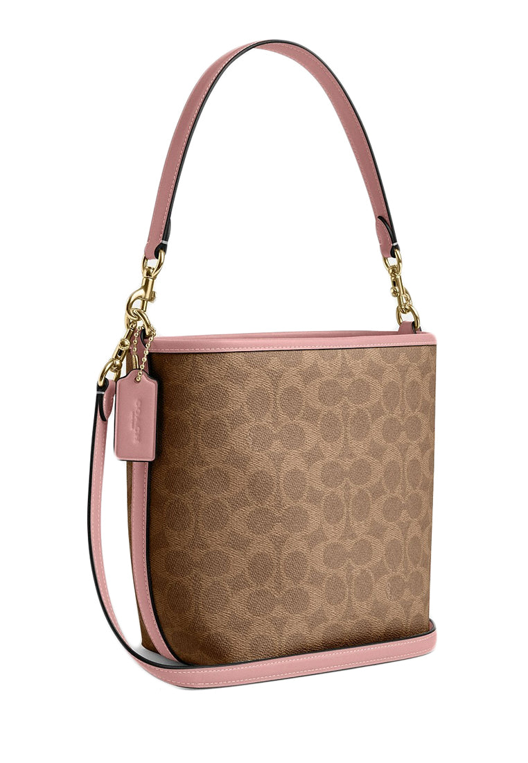 Coach City Bucket Bag In Signature Canvas - Brown/Pink Petal
