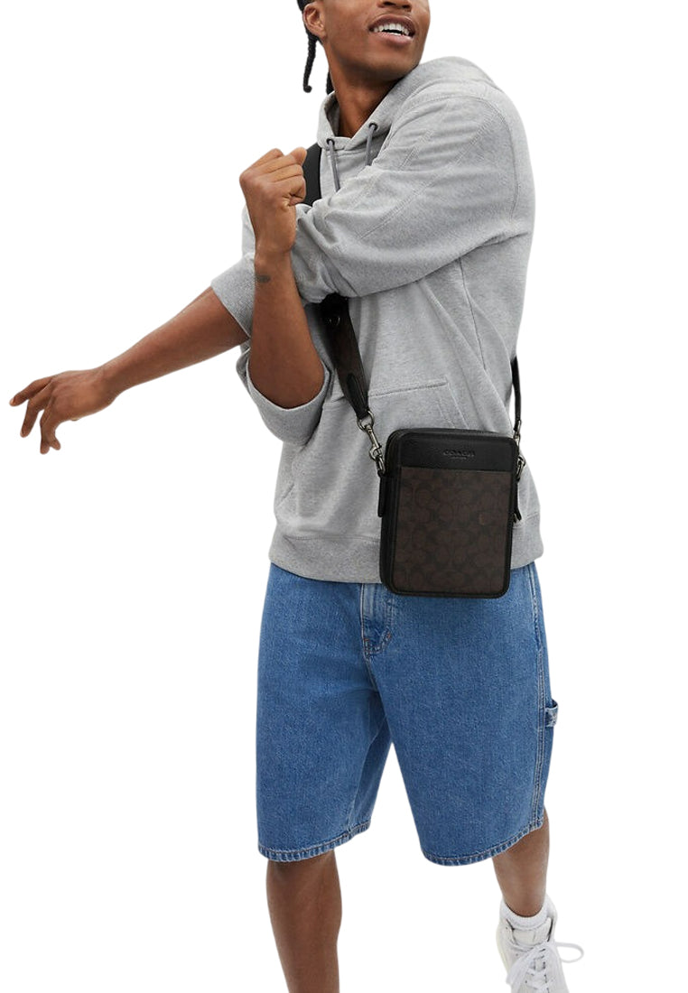 Coach Mens Sullivan Crossbody In Signature Canvas - Walnut/Black