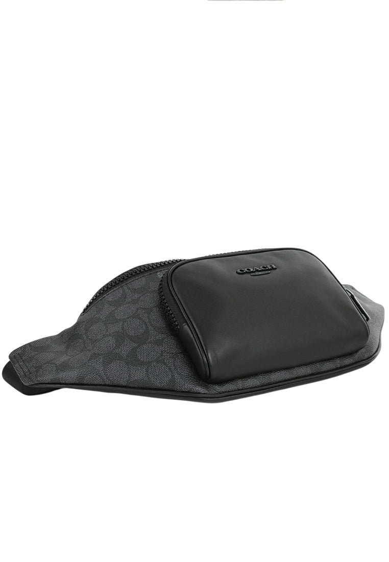 Coach Mens Racer Belt Bag In Signature - Charcoal Black