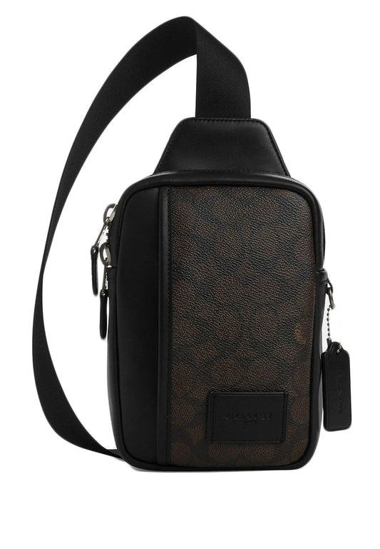 Coach Mens Edge L Pack In Signature Canvas - Walnut Black