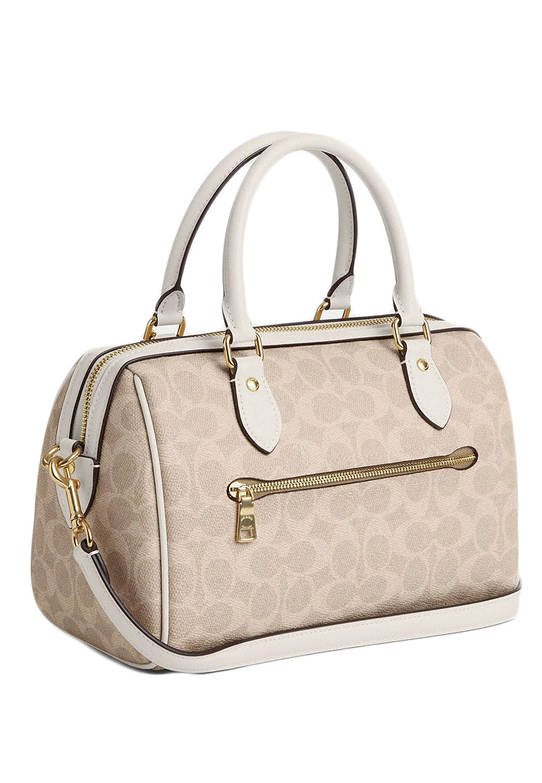 Coach Rowan Satchel Bag In Signature Canvas - Sand White