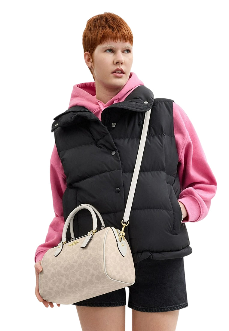 Coach Rowan Satchel Bag In Signature Canvas - Sand White
