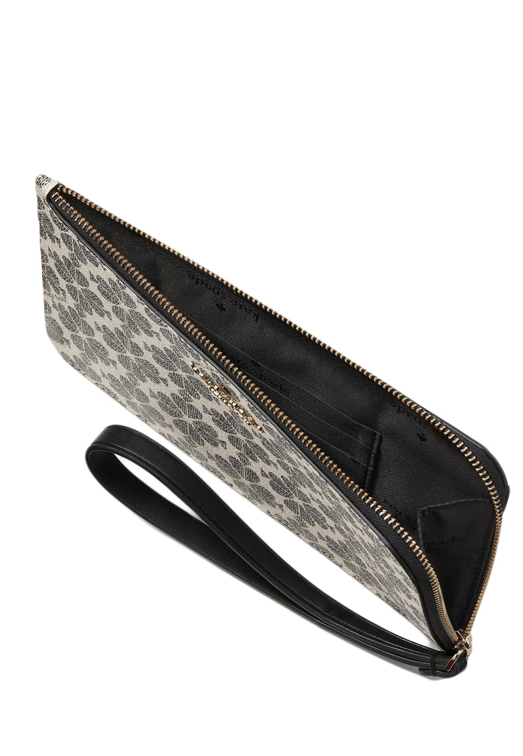 Kate Spade Lucy Spade Flower Medium L-Zip Wristlet - Black
