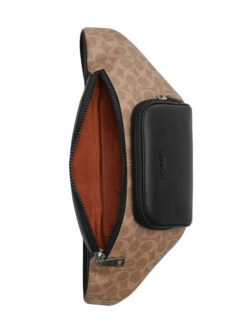 Coach Mens Racer Belt Bag In Signature - Brown/Black