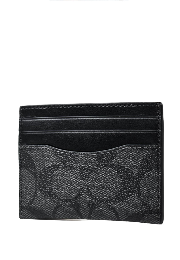 Coach Slim ID Card Case In Signature Canvas - Charcoal Black