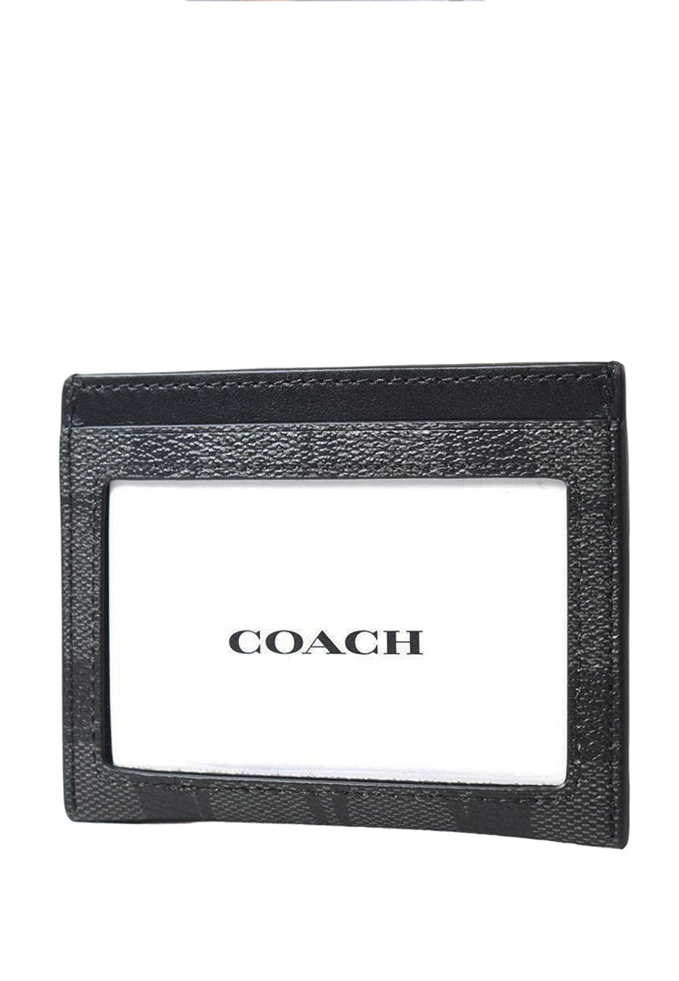 Coach Slim ID Card Case In Signature Canvas - Charcoal Black
