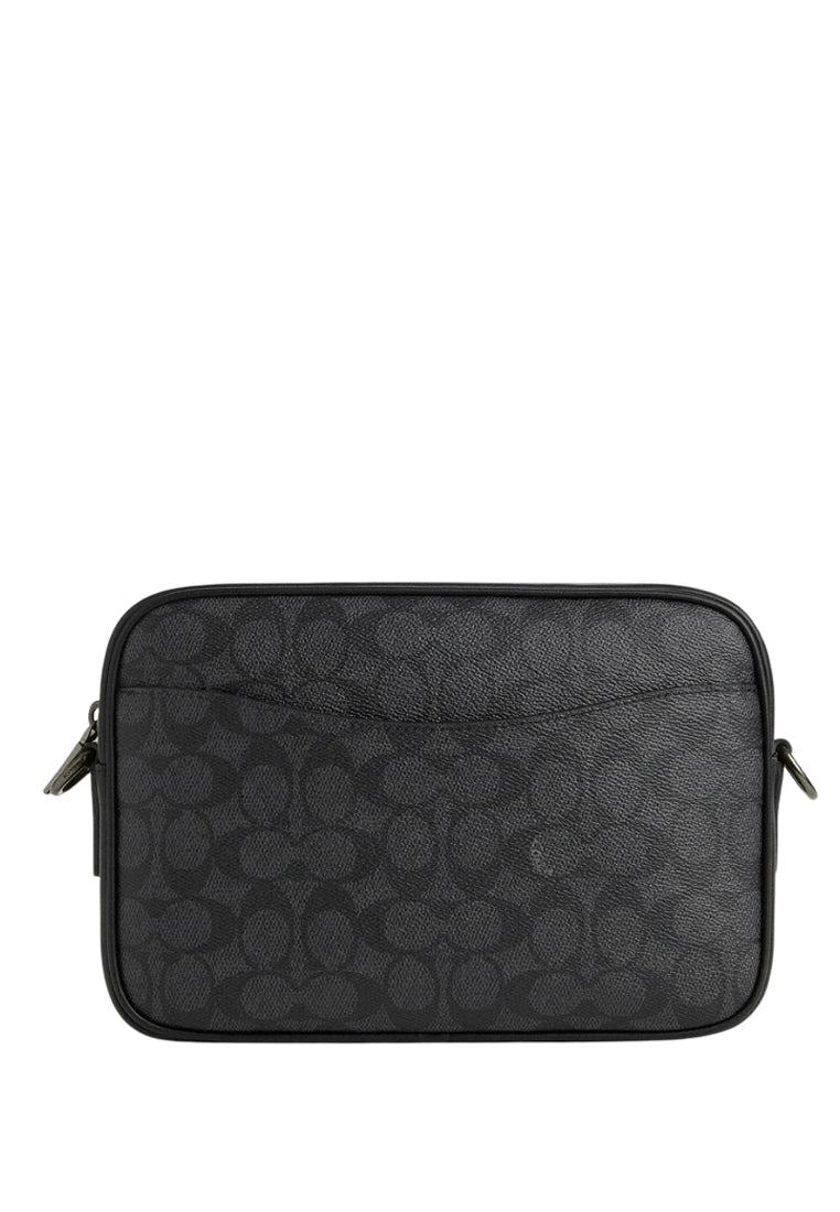 Coach Mens Elias Crossbody In Signature Canvas - Charcoal Black