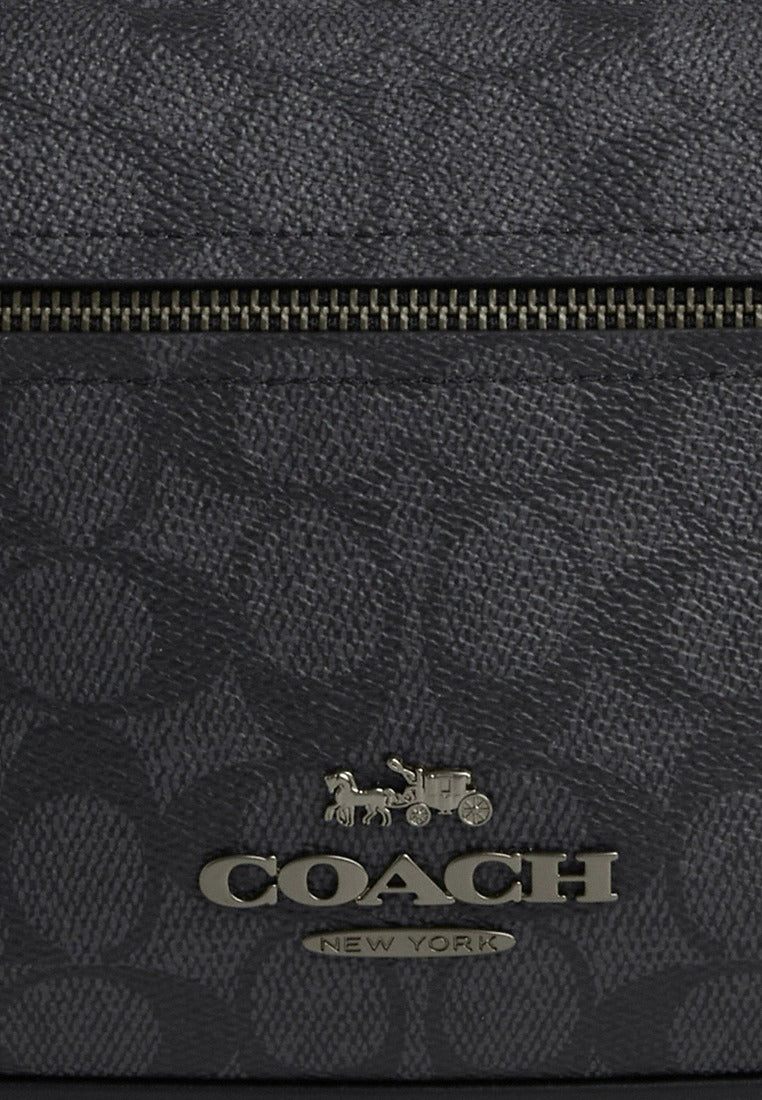 Coach Mens Elias Crossbody In Signature Canvas - Charcoal Black