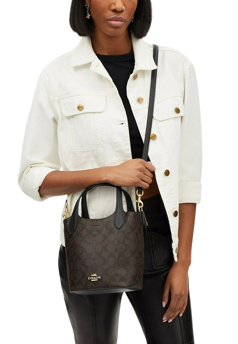 Coach Hanna Bucket Bag In Signature Canvas - Walnut Black
