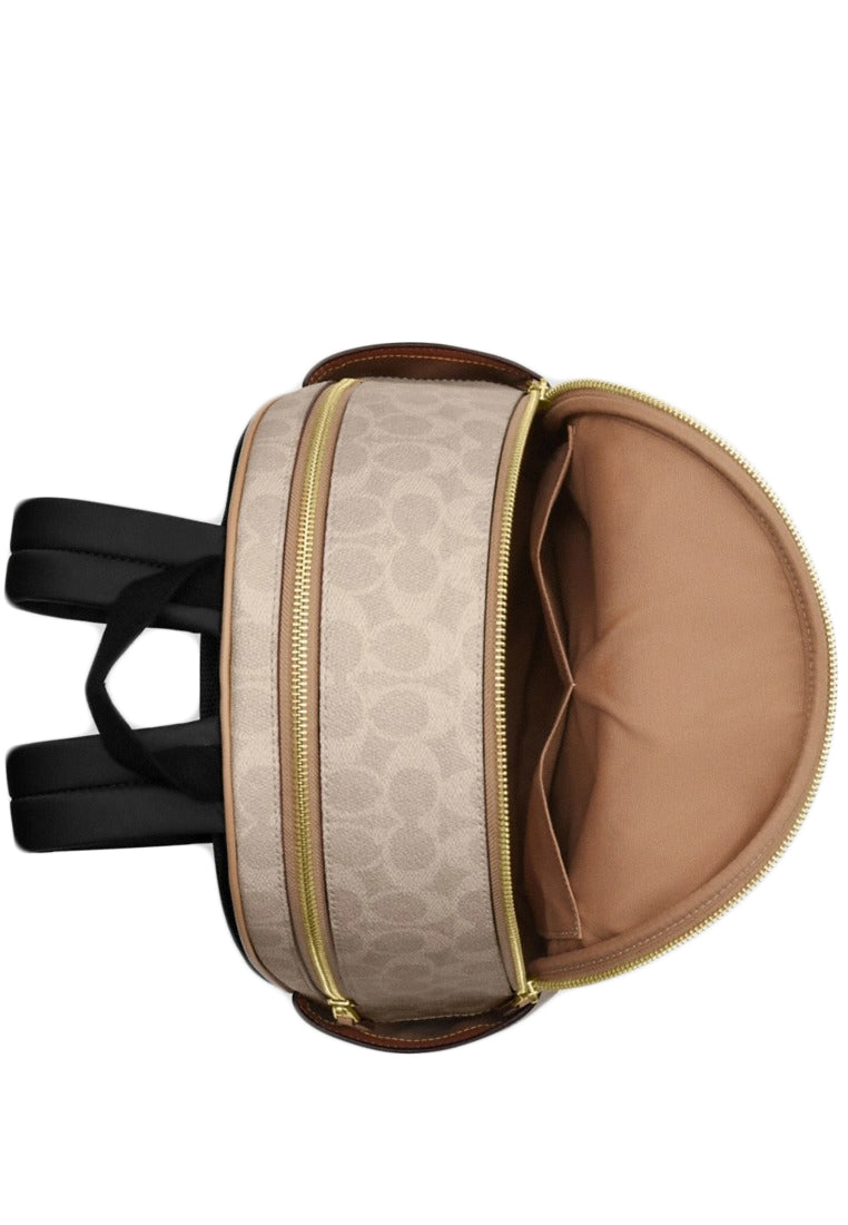 Coach Court Backpack In Blocked Signature Canvas - Sand Brown
