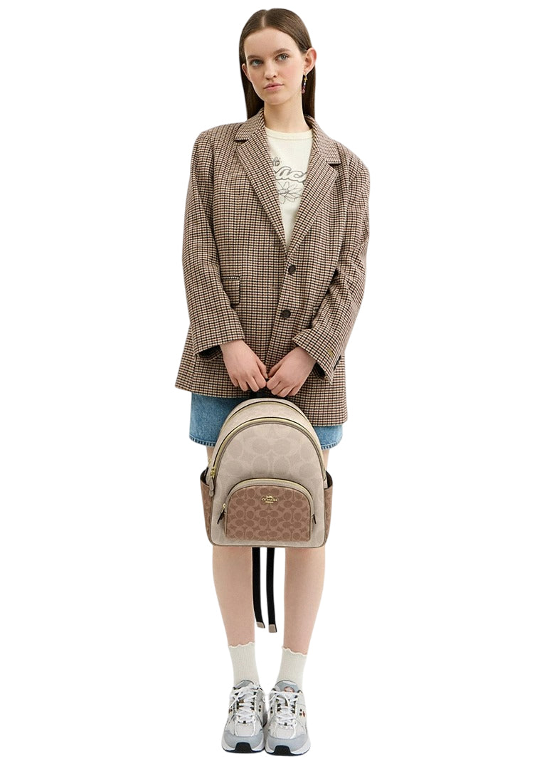 Coach Court Backpack In Blocked Signature Canvas - Sand Brown