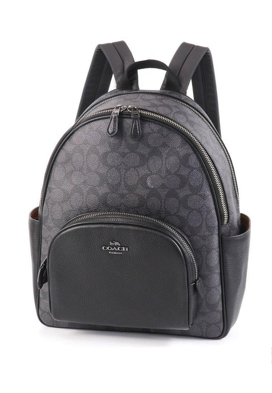 Coach Court Backpack In Blocked Signature Canvas - Charcoal Black