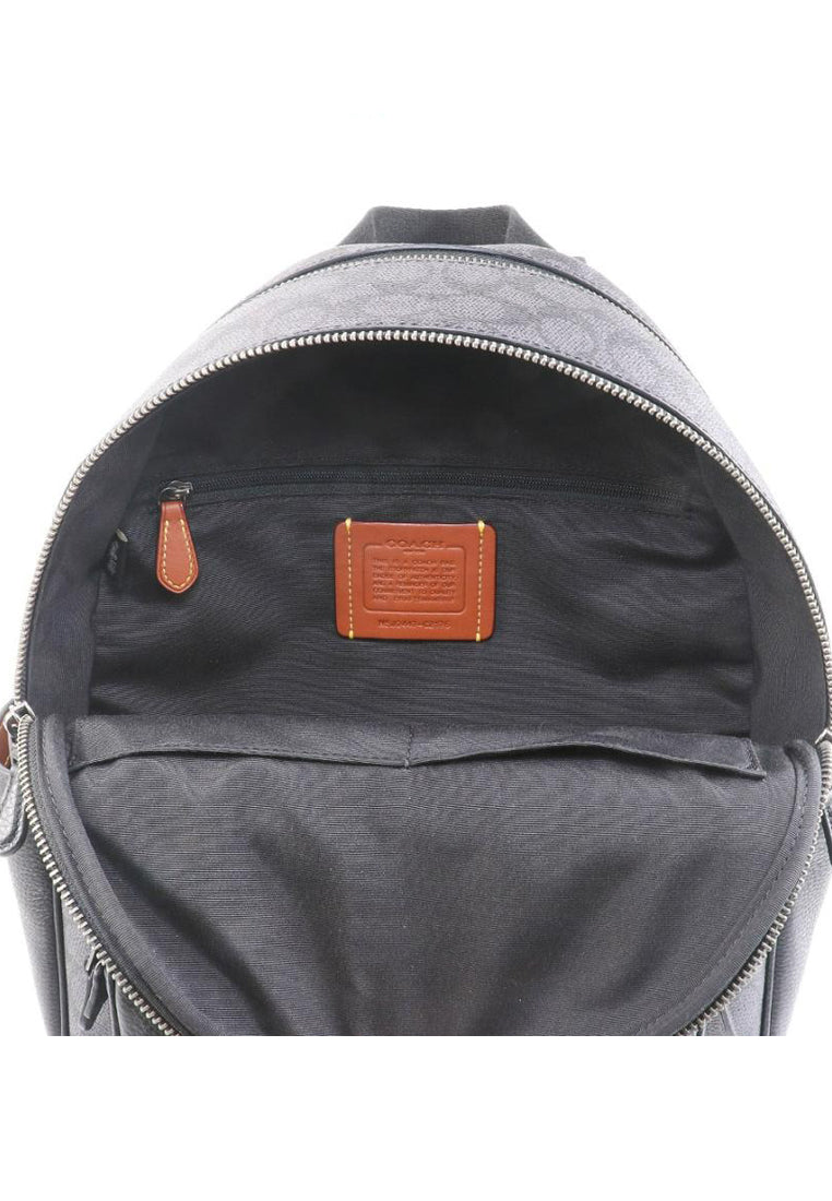 Coach Court Backpack In Blocked Signature Canvas - Charcoal Black