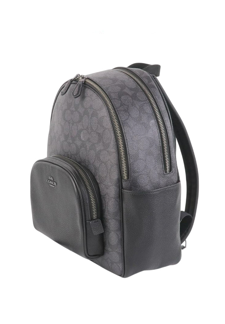 Coach Court Backpack In Blocked Signature Canvas - Charcoal Black
