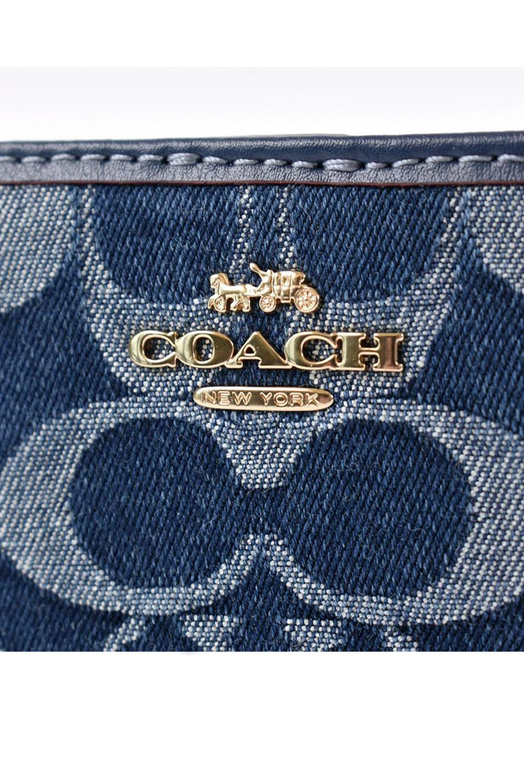 Coach Snap Wallet In Signature Denim - Denim