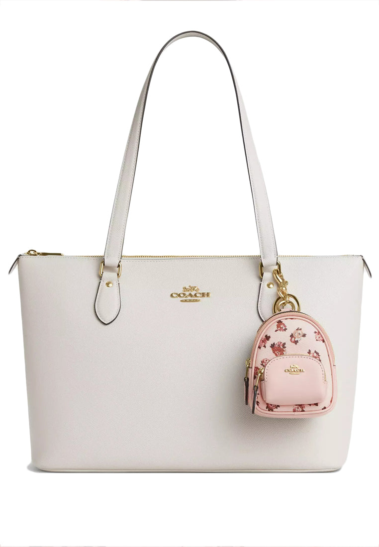 Coach Mini Court Backpack Bag Charm With Rosette Print - Blush Multi
